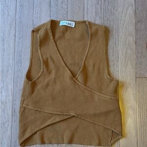 Women's Tan Ribbed Sleeveless Top